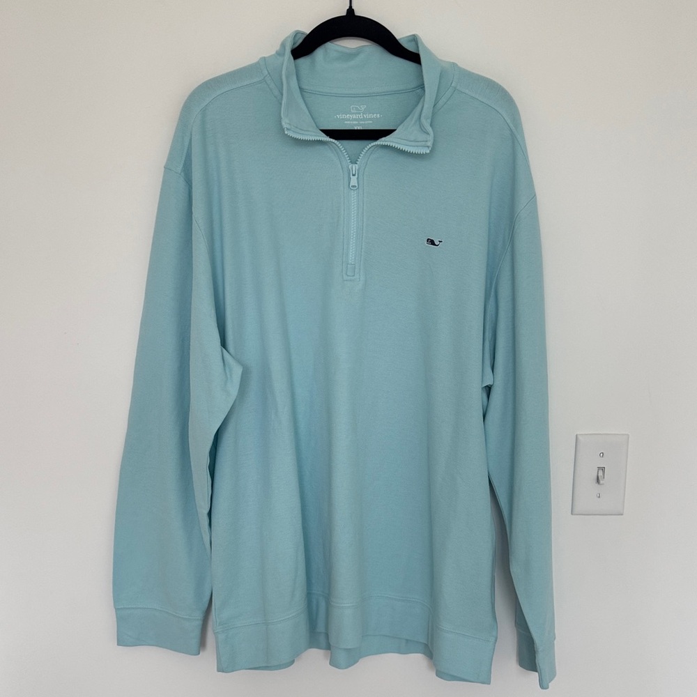 Vineyard Vines Men's Sky Blue 100% Cotton Quarter-Zip Pullover - Size XXL